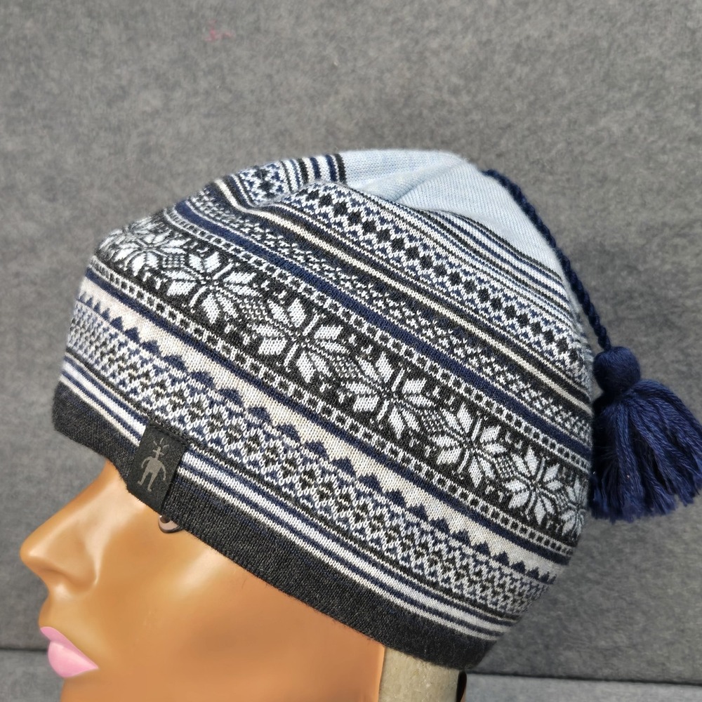 Smartwool Unisex Blue Grey 100% Merino Wool Beanie One Size Snow Hiking Outdoor